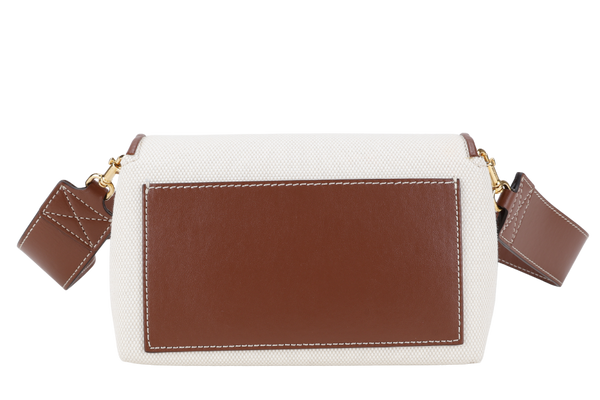 BURBERRY HACKBERRY CANVAS BAG BEIGE WITH BROWN TRIM WITH STRAPS AND DUST COVER