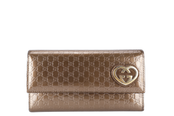 GUCCI BROWN GUCCISSIMA LOVELY LONG WALLET BRONZE GOLD HARDWARE WITH DUST COVER AND BOX