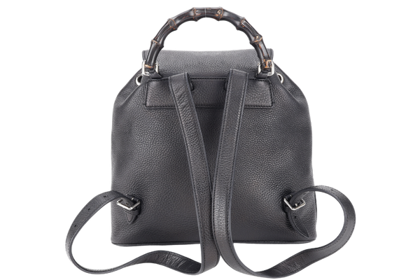 GUCCI BAMBOO BLACK LEATHER BACKPACK WITH DUST COVER