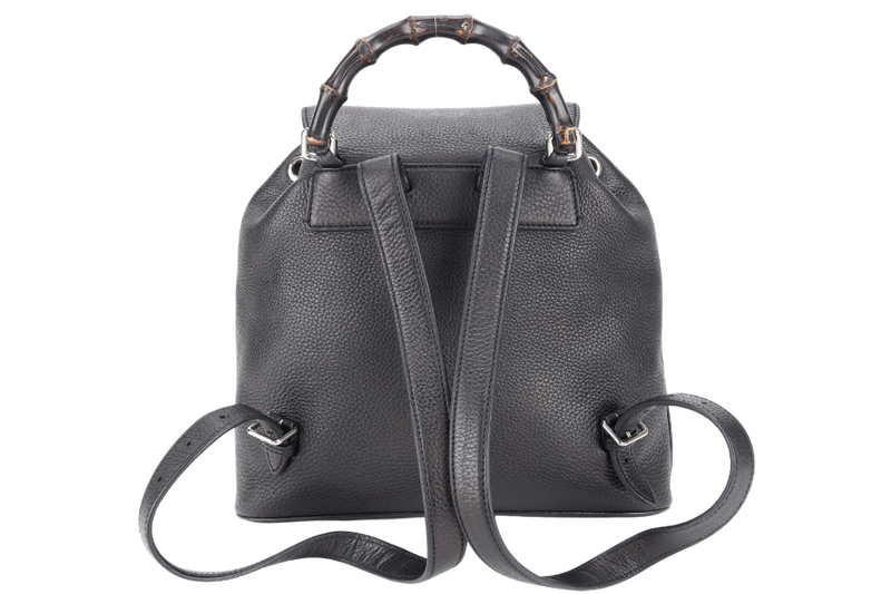 GUCCI BAMBOO BLACK LEATHER BACKPACK WITH DUST COVER