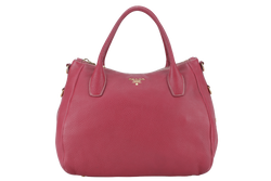 PRADA 2WAY TOTE (BN2318) FUCHSIA VITELLO DAINO LEATHER GOLD HARDWARE WITH STRAPS AND CARD