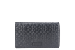 GUCCI MICROGUCCISIMA CROSSBODY WALLET BLACK LEATHER GOLD HARDWARE NO DUST COVER
