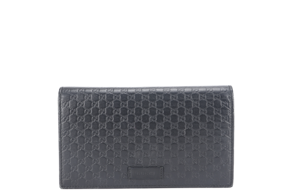GUCCI MICROGUCCISIMA CROSSBODY WALLET BLACK LEATHER GOLD HARDWARE NO DUST COVER