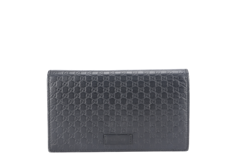 GUCCI MICROGUCCISIMA CROSSBODY WALLET BLACK LEATHER GOLD HARDWARE NO DUST COVER