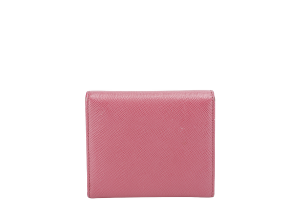 PRADA 1M0176 COMPACT WALLET BRUYERE SAFFIANO METAL GOLD HARDWARE WITH CARD NO DUST COVER