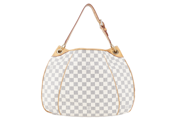 LOUIS VUITTON N55215 GALLIERA PM DAMIER AZUR CANVAS HOBO BAG GOLD HARDWARE WITH DUST COVER