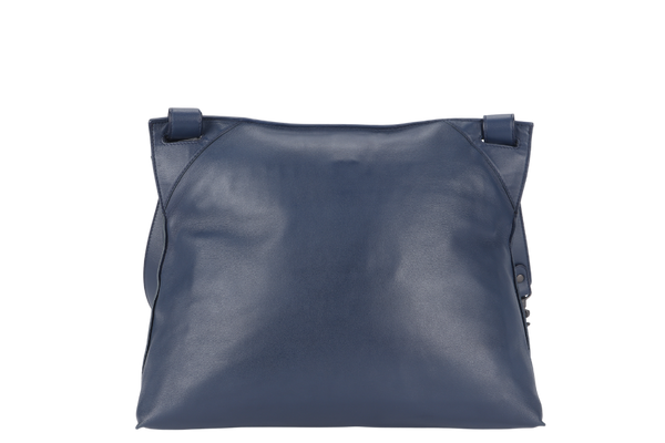 BOTTEGA VENETA INTRECCIATO NAPPA SHOULDER BAG (B070699484) LARGE BLUE LEATHER BLACK HARDWARE WITH DUST COVER