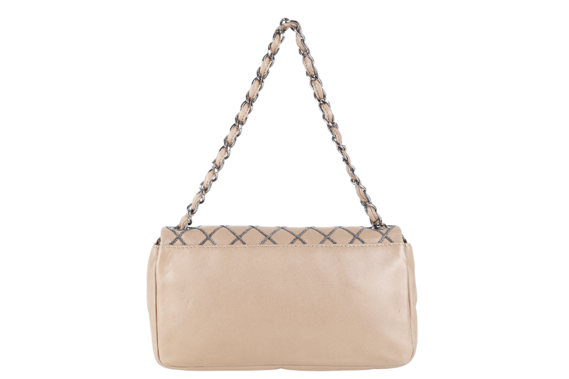 CHANEL CLASSIC FLAP CHAIN QUILTED (955xxxx) SMALL BROWN CALF LEATHER SILVER HARDWARE WITH DUST COVER