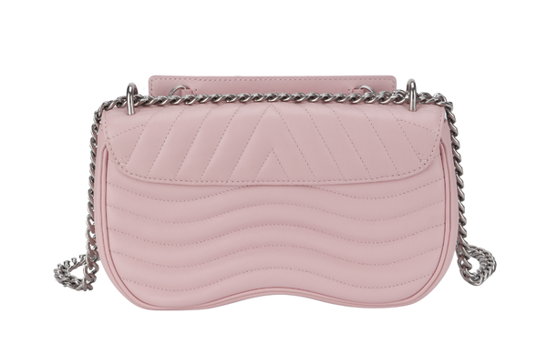 LOUIS VUITTON NEW WAVE CHAIN BAG MM (M51944) PINK CALFSKIN SILVER HARDWARE WITH DUST COVER