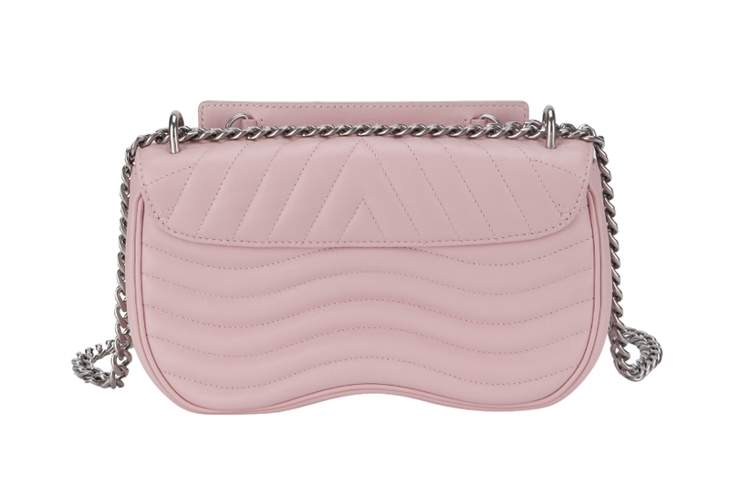 LOUIS VUITTON NEW WAVE CHAIN BAG MM (M51944) PINK CALFSKIN SILVER HARDWARE WITH DUST COVER