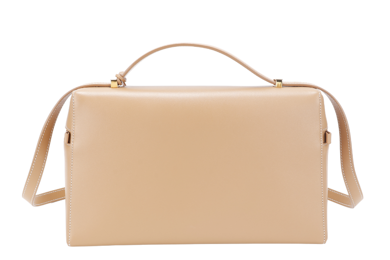 LORO PIANA EXTRA BAG L27 SMOOTH CALFSKIN LIGHT BAMBOO (DOK2) COLOR WITH GOLD HARDWARE AND BOX