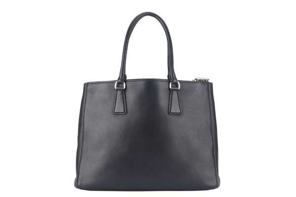 PRADA GALLERIA LUX CONVERTIBLE TOTE BAG (IBA274) BLACK LEATHER WITH DUST COVER