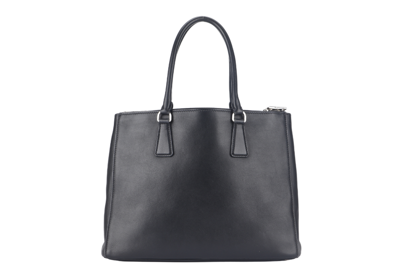 PRADA GALLERIA LUX CONVERTIBLE TOTE BAG (IBA274) BLACK LEATHER WITH DUST COVER