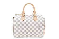 LOUIS VUITTON N41534 SPEEDY 25 DAMIER AZUR CANVAS GOLD HARDWARE WITH KEYS AND LOCK