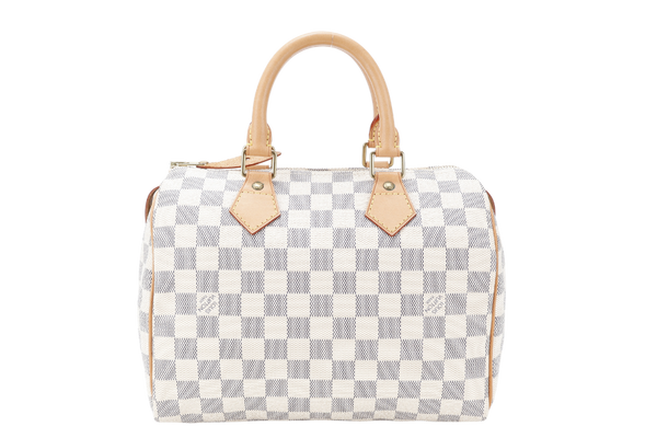 LOUIS VUITTON N41534 SPEEDY 25 DAMIER AZUR CANVAS GOLD HARDWARE WITH KEYS AND LOCK