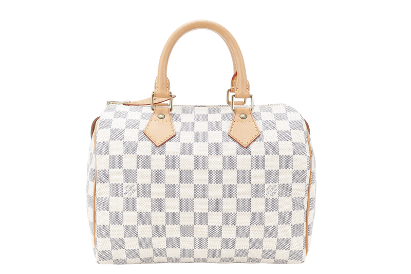 LOUIS VUITTON N41534 SPEEDY 25 DAMIER AZUR CANVAS GOLD HARDWARE WITH KEYS AND LOCK