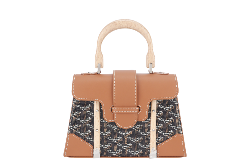 GOYARD SAIGON STRUCTURE MINI BAG BLACK AND TAN COLOR WITH DUST COVER AND BOX