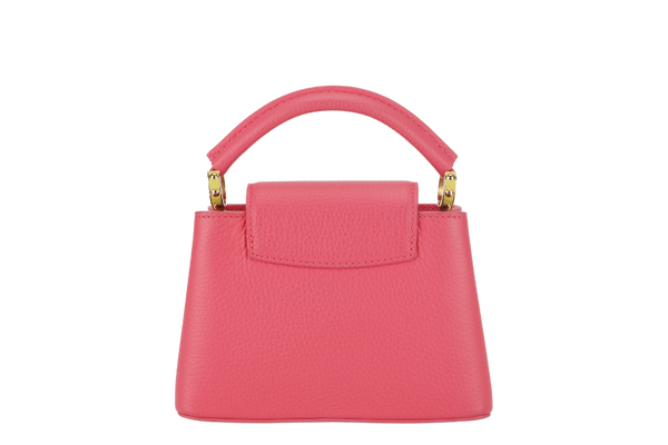 LOUIS VUITTON MINI CAPUCINES (M59440) PINK-LIME TAURILLON LEATHER GOLD HARDWARE MICROCHIP WITH STRAP, DUST COVER AND BOX