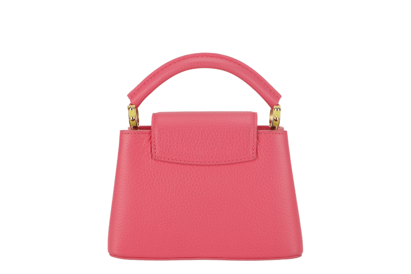 LOUIS VUITTON MINI CAPUCINES (M59440) PINK-LIME TAURILLON LEATHER GOLD HARDWARE MICROCHIP WITH STRAP, DUST COVER AND BOX