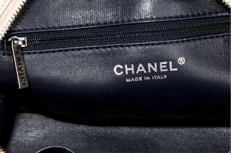 Chanel Light Beige Caviar Leather Camera Bag Ruthenium Chain
