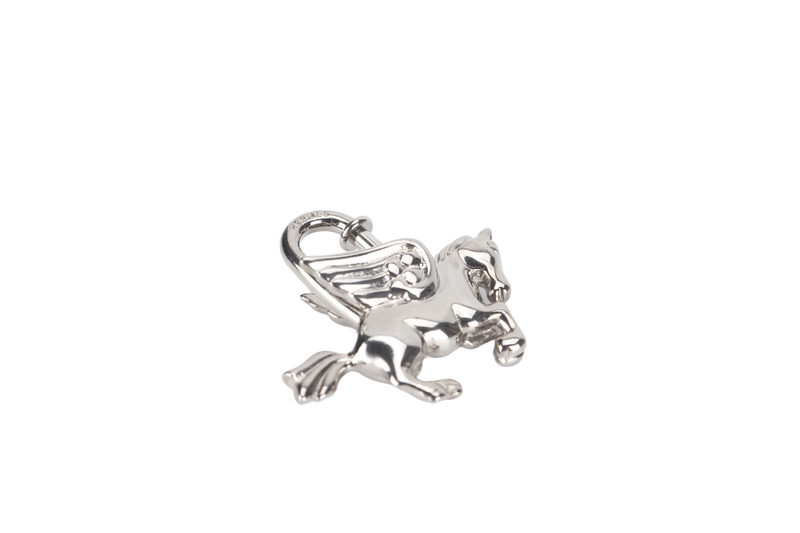 HERMES SILVER PLATED PEGASUS CADENA LOCK CHARM WITH BOX