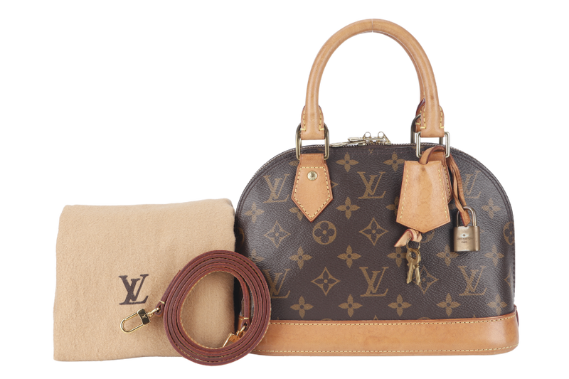 LOUIS VUITTON ALMA BB (M46990) MONOGRAM CANVAS GOLD HARDWARE WITH STRAPS, KEYS&LOCK AND DUST COVER