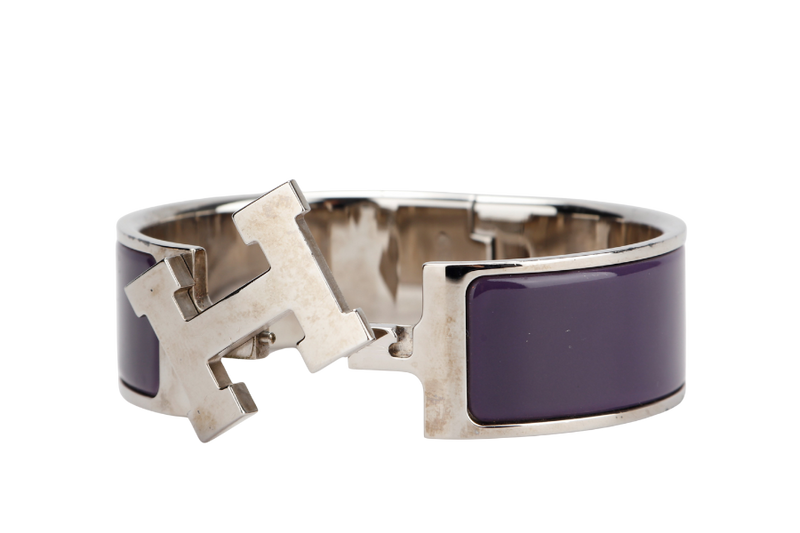 HERMES CLIC CLAC 2CM PM SIZE VIOLET COLOR SILVER HARDWARE WITH BOX
