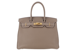 HERMES BIRKIN 30 ETOUPE TOGO GOLD HARDWARE STAMP Z (2021) WITH LOCK & KEYS, RAINCOAT AND DUST COVER