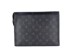 LOUIS VUITTON M61692 POCHETTE VOYAGE MM BLACK MONOGRAM ECLIPSE CANVAS SILVER HARDWARE