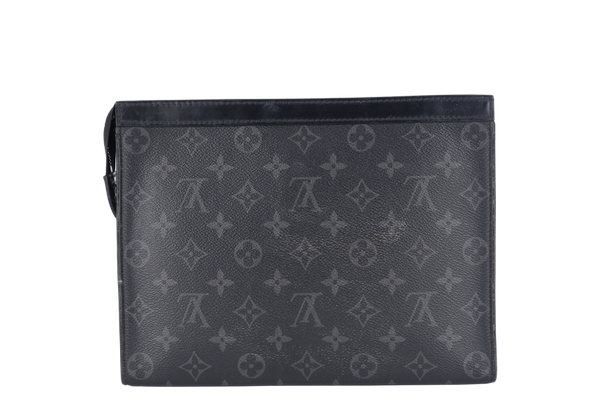 LOUIS VUITTON M61692 POCHETTE VOYAGE MM BLACK MONOGRAM ECLIPSE CANVAS SILVER HARDWARE