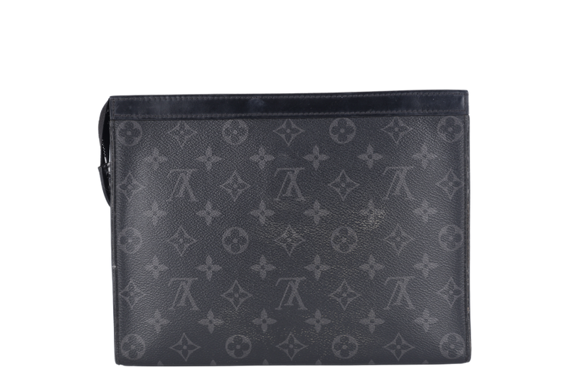 LOUIS VUITTON M61692 POCHETTE VOYAGE MM BLACK MONOGRAM ECLIPSE CANVAS SILVER HARDWARE