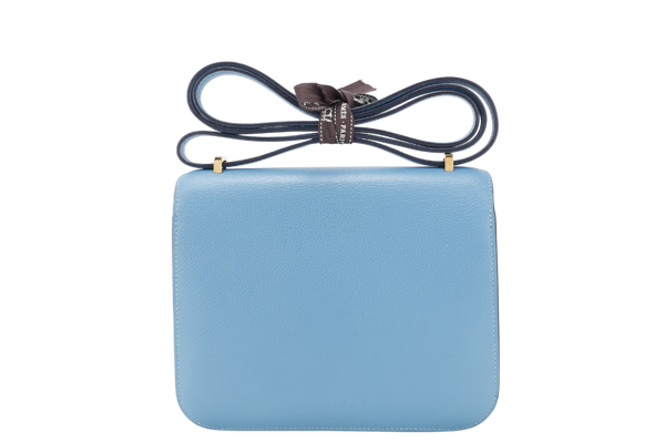 HERMES CONSTANCE 18 STAMP D (YEAR 2019) BLUE DU NORD EVERCOLOR LEATHER GOLD HARDWARE NO DUST COVER