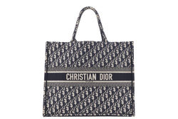 CHRISTIAN DIOR TOTE ECRU & BLUE DIOR OBLIQUE EMBROIDERY WITH DUST COVER