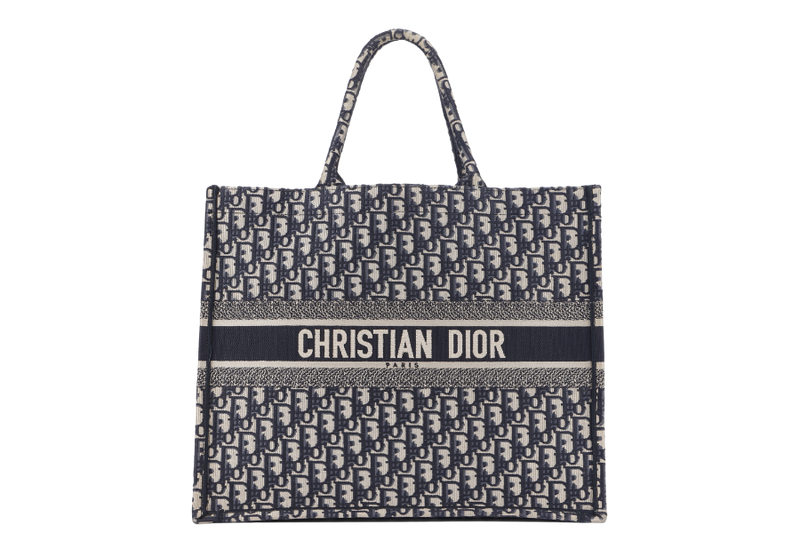 CHRISTIAN DIOR TOTE ECRU & BLUE DIOR OBLIQUE EMBROIDERY WITH DUST COVER