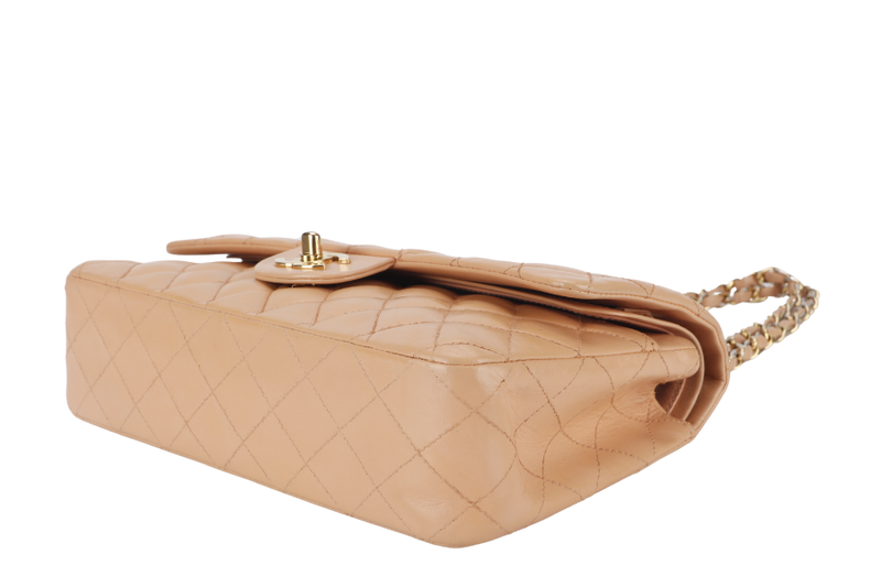 CHANEL CLASSIC FLAP SMALL (9589xxxx) PEACH COLOR LAMBSKIN GOLD HARDWARE