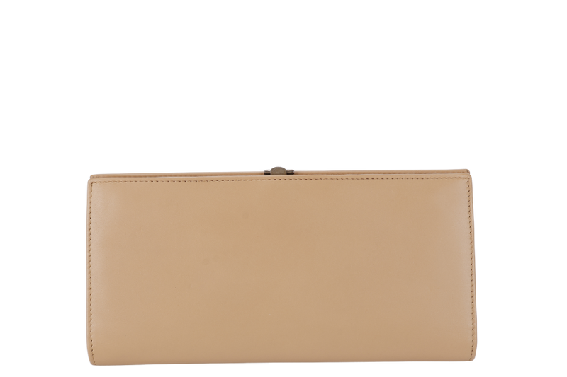 GUCCI INTERLOCKING LONG WALLET BEIGE CALF LEATHER BOX NO DUST COVER