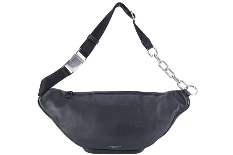 ALEXANDER WANG BLACK LAMBSKIN ATTICA BELT BAG SILVER AND BLACK HARDWARE NO DUST COVER