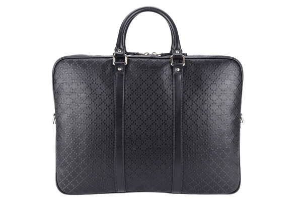 GUCCI DIAMANTE BRIEFCASE BLACK LEATHER 000926 WITH KEYS & LOCK AND DUST COVER