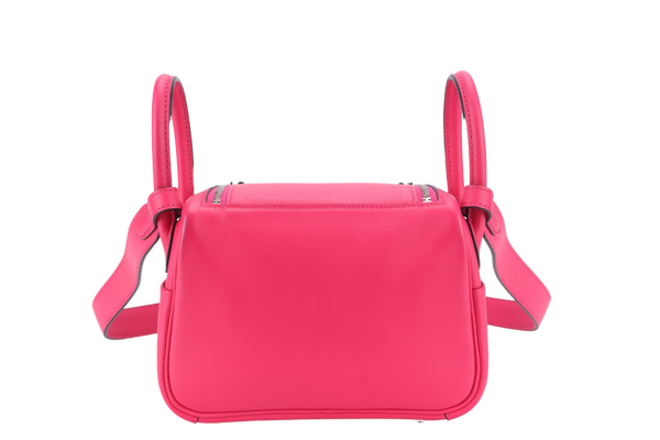 HERMES MINI LINDY ROSE MEXICO x ROUGE PIGMENT PALLADIUM HARDWARE SWIFT LEATHER STAMP Z (YEAR 2021) WITH RAINCOAT, DUST COVER AND BOX