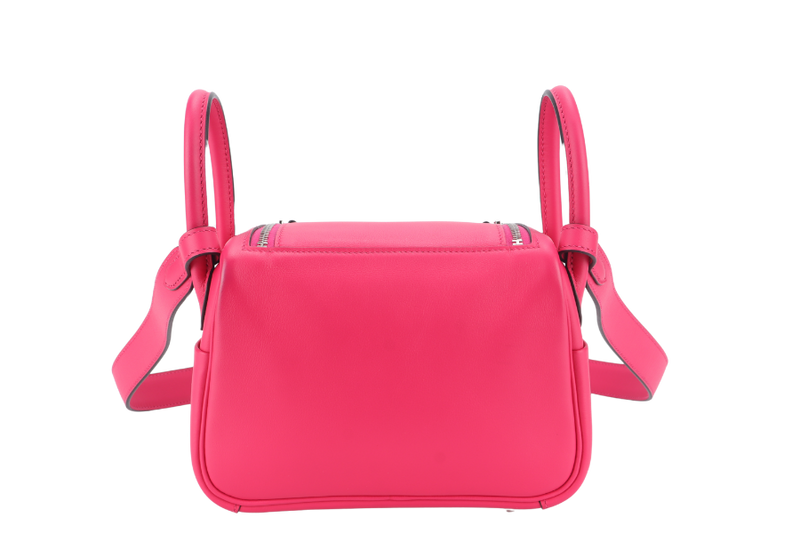 HERMES MINI LINDY ROSE MEXICO x ROUGE PIGMENT PALLADIUM HARDWARE SWIFT LEATHER STAMP Z (YEAR 2021) WITH RAINCOAT, DUST COVER AND BOX