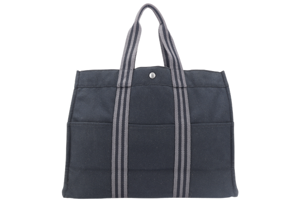 HERMES FOURRE TOTE MM BLACK COTTON SILVER HARDWARE NO DUST COVER
