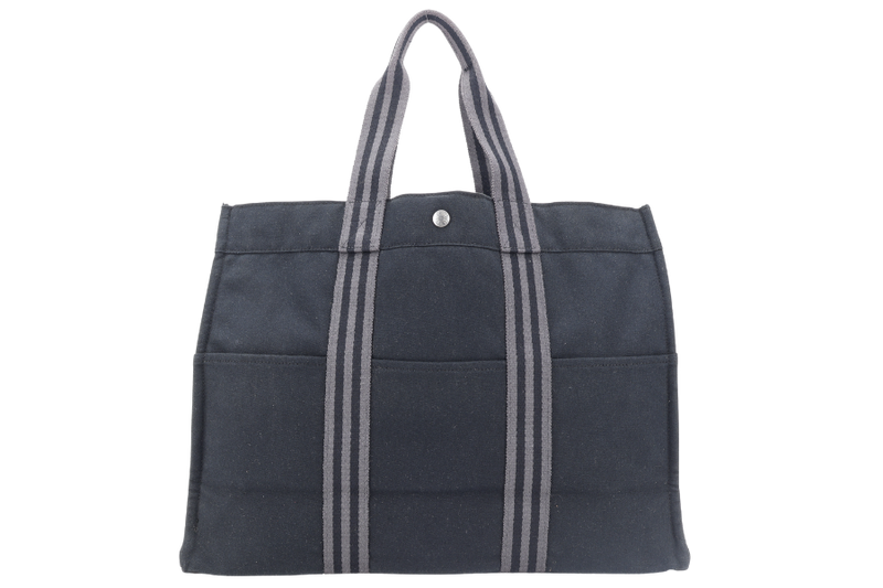 HERMES FOURRE TOTE MM BLACK COTTON SILVER HARDWARE NO DUST COVER