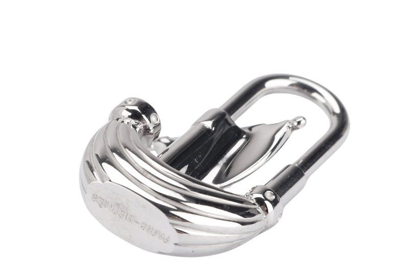 HERMES SILVER PLATED SAILBOAT CADENA LOCK CHARM WITH BOX