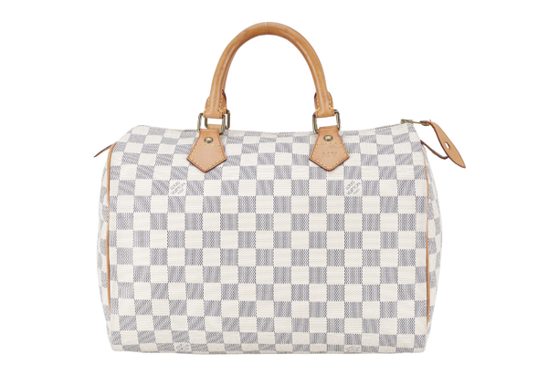 LOUIS VUITTON SPEEDY 30 DAMIER AZUR CANVAS GOLD HARDWARE WITH DUST COVER