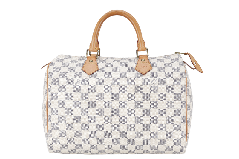 LOUIS VUITTON SPEEDY 30 DAMIER AZUR CANVAS GOLD HARDWARE WITH DUST COVER