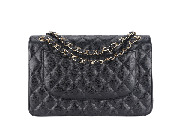 CHANEL CLASSIC FLAP JUMBO (1932xxxx) BLACK GOLD HARDWARE WITH DUST COVER AND BOX