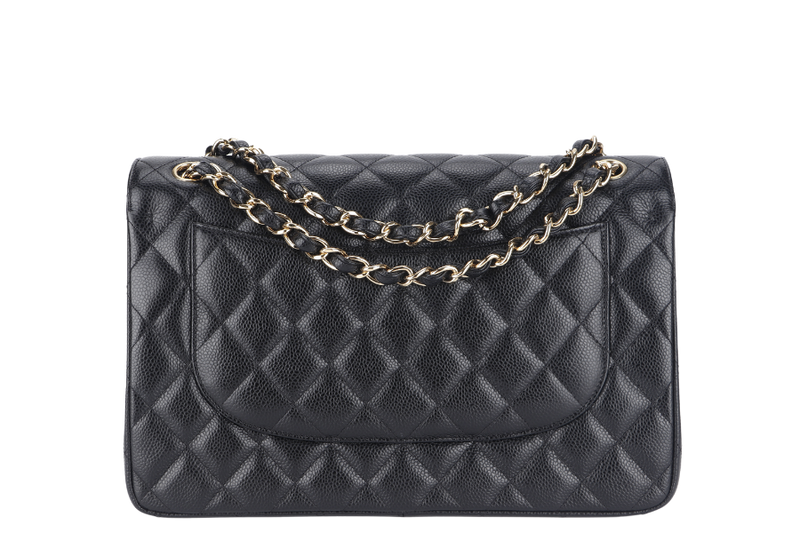 CHANEL CLASSIC FLAP JUMBO (1932xxxx) BLACK GOLD HARDWARE WITH DUST COVER AND BOX