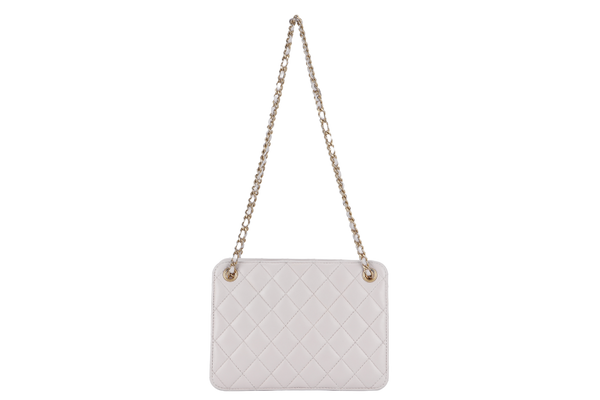 CHANEL CC CHAIN SMALL ACCORDION TOTE PINK (3040XXXX) QUILTED CALFSKIN GOLD HARDWARE WITH CARD