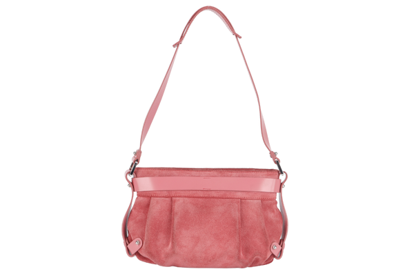 SALVATORE FERRAGAMO SMALL PINK SUEDE HOBO BAG(AU-21-5866) SILVER HARDWARE NO DUST COVER