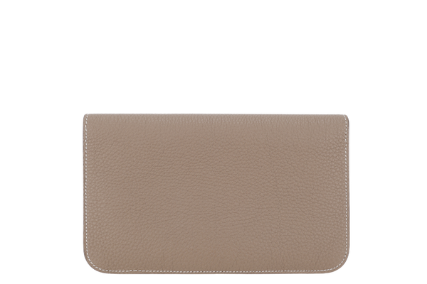 HERMES DOGON DUO WALLET ETOUPE TOGO LEATHER SILVER HARDWARE STAMP Q SQUARE (YEAR 2013) WITH BOX